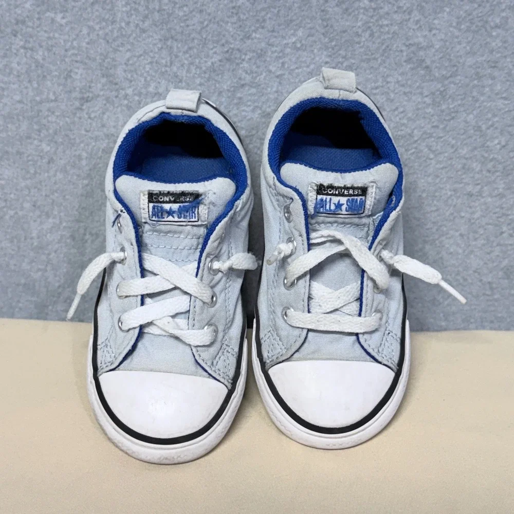 Converse Chuck Taylor All Star Shoreline Light Blue Slip On Kids Shoes Size 10